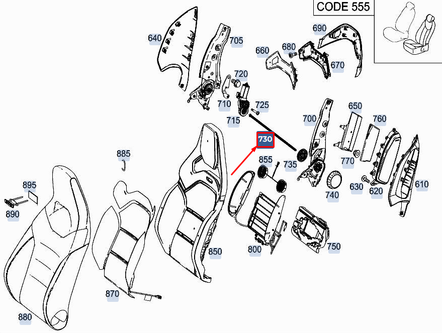 new mercedes-benz a w177 front left backrest adjuster shaft a0009120700 original