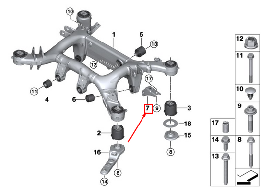 new bmw 5 touring g31 rear left subframe bracket 33316878217 original