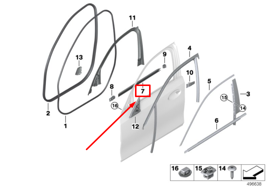 new bmw 3 g20, g28 front left door channel sealing 7407419 51337407419 original