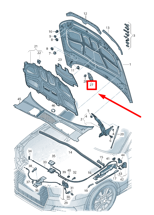 NEW AUDI A4 B9 FRONT LEFT HOOD LATCH STRIKER PLATE 8W0823185D ORIGINAL