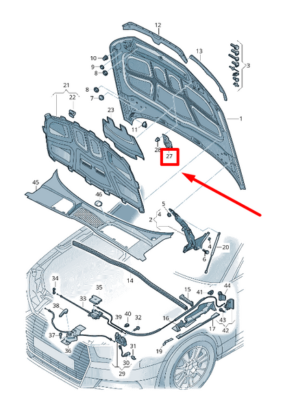 NEW AUDI A4 B9 FRONT LEFT HOOD LATCH STRIKER PLATE 8W0823185D ORIGINAL