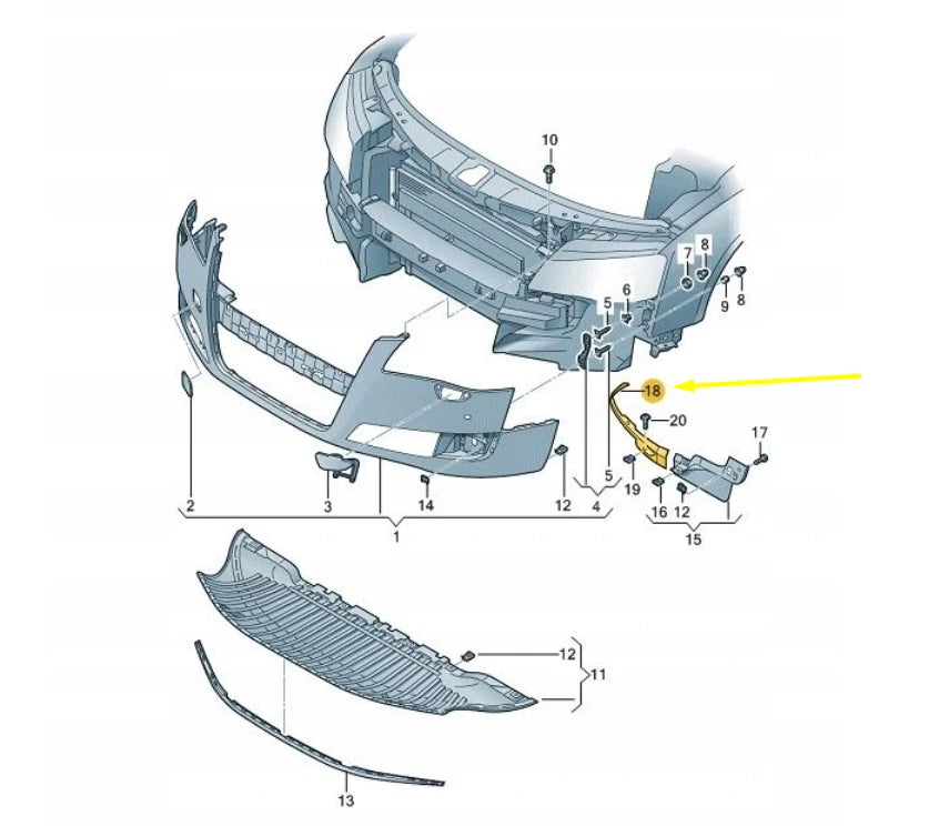 NEW AUDI A8 D4 FRONT BUMPER SIDE INNER WHEEL SPOILER 4H0853887B ORIGINAL