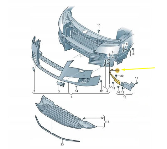 NEW AUDI A8 D4 FRONT BUMPER SIDE INNER WHEEL SPOILER 4H0853887B ORIGINAL