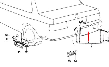 NEW BMW 3 E30 REAR BUMPER NUMBER PLATE COVER 51131888450 1888450 ORIGINAL