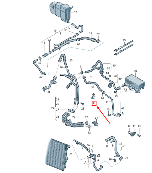 new vw touareg 7p mk2 coolant hose bracket n10767801 original