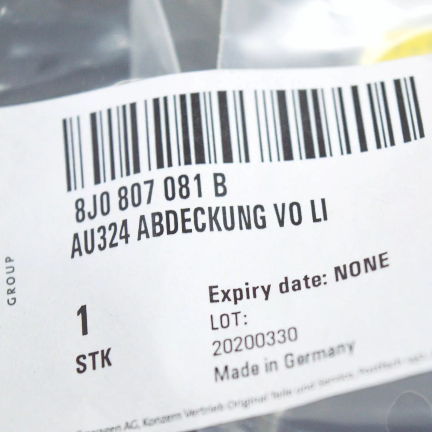 NEW AUDI TT 8J FRONT BUMPER CENTER GRILLE LEFT COVER 8J0807081B 2010 ORIGINAL