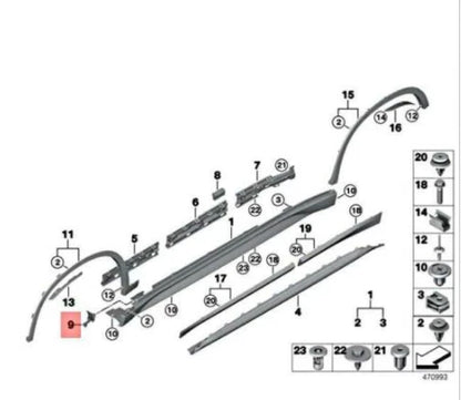 NEW BMW X1 F48 FRONT LEFT DOOR SILL WHEEL ARCH COVER MOUNT 51127332335 ORIGINAL