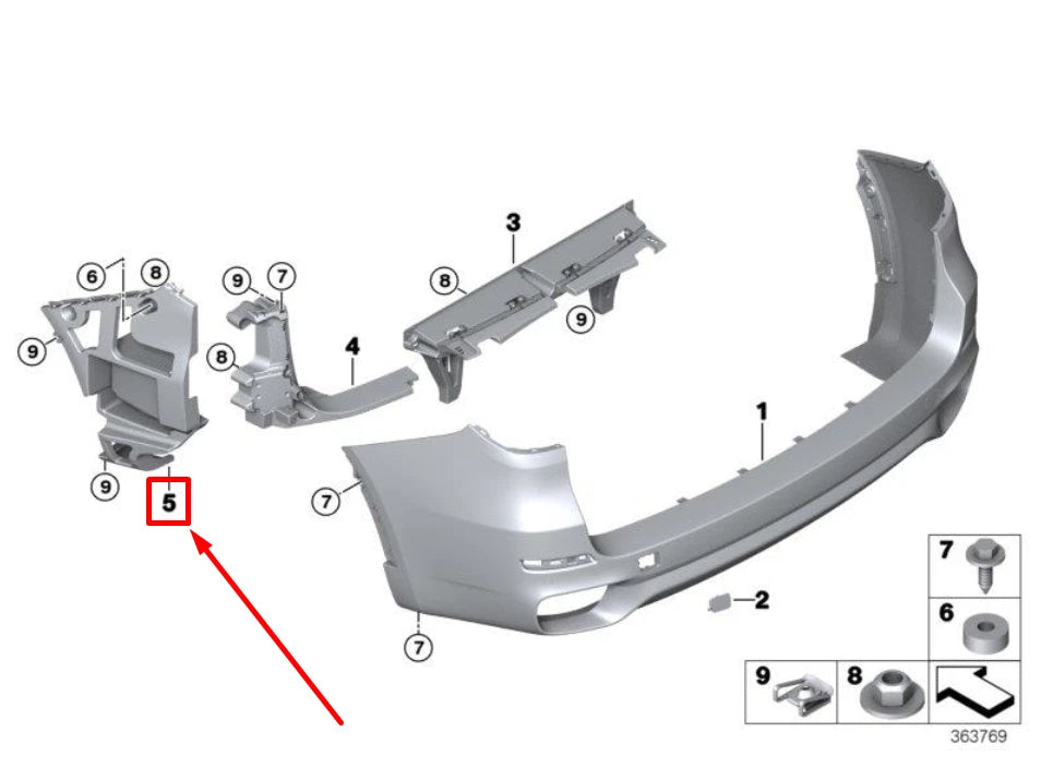 NEW BMW X5 F15, F85 REAR LEFT BUMPER MOUNT 7294721 51127294721 ORIGINAL
