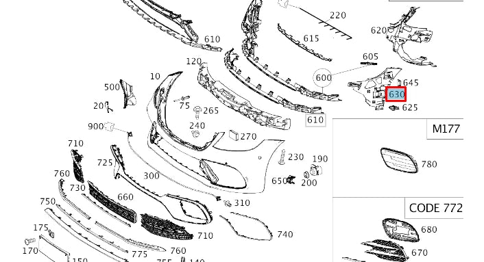 NEW MERCEDES-BENZ S W222 FRONT RIGHT BUMPER BRACKET A2228859000 ORIGINAL