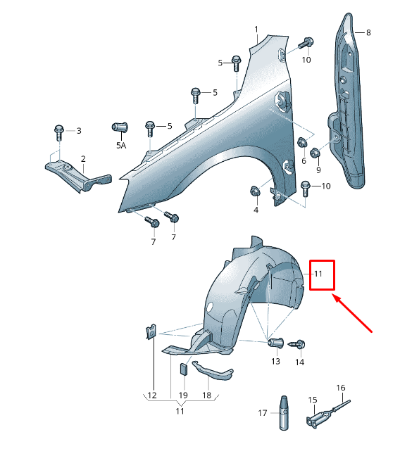 new skoda octavia 5e mk3 front left inner arch liner 5e0809957l original