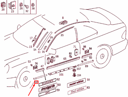 NEW MERCEDES-BENZ CLK C208 FRONT RIGHT FENDER BOTTOM STRIP A2056900862 ORIGINAL