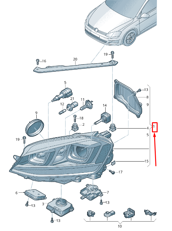 new vw golf vii 5g mk7 front left headlight rhd 5g2941753 original