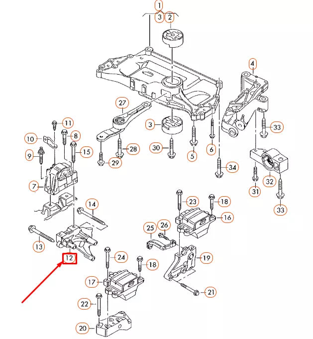 NEW AUDI A3 8P RIGHT ENGINE SUPPORT 06F199207Q ORIGINAL