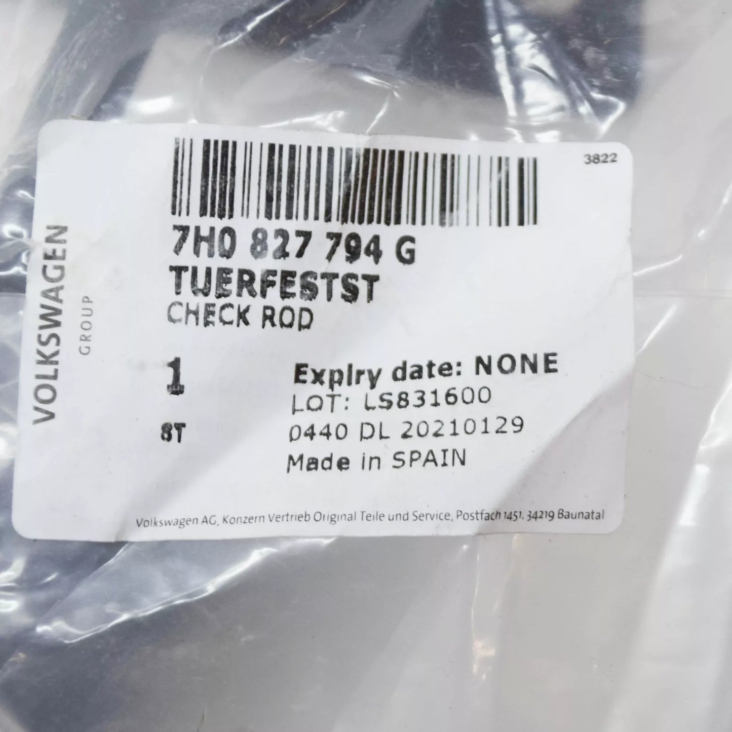 NEW VOLKSWAGEN TRANSPORTER T5 REAR WING DOOR RIGHT CATCH 7H0827794G