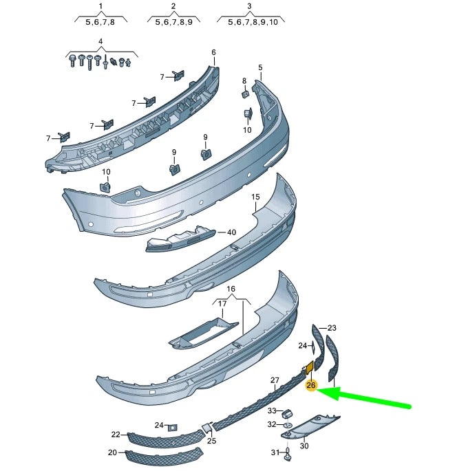 NEW AUDI Q3 8U REAR BUMPER RIGHT TOW EYE COVER 8U0807442J4U8 ORIGINAL