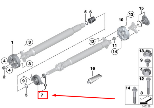 new bmw 3 f34 drive shaft suspension center mount 26128662824 8662824 original