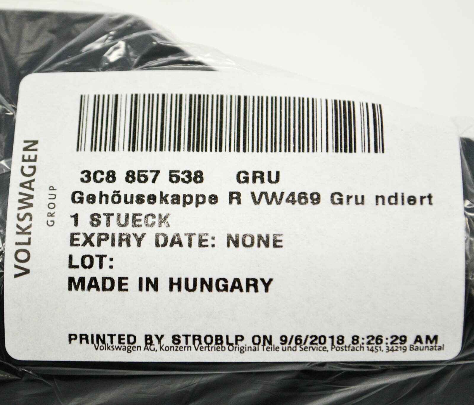 NEW VW CC FRONT RIGHT DOOR MIRROR COVER CAP 3C8857538GRU ORIGINAL