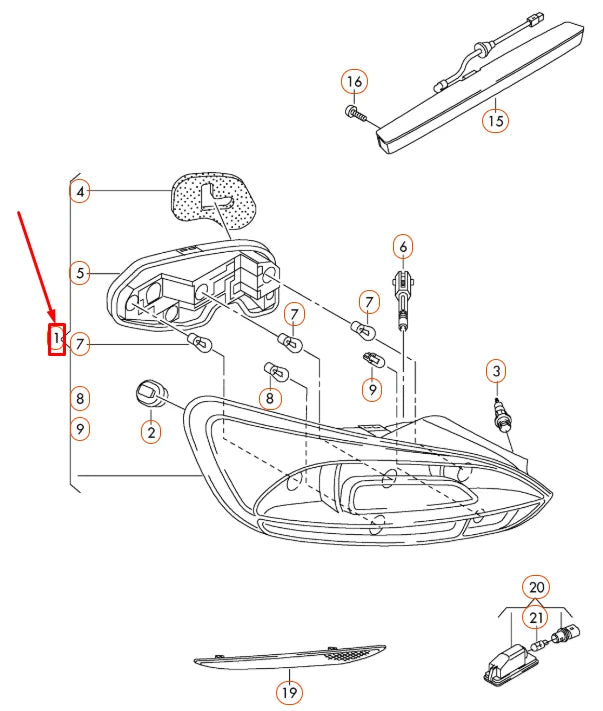 NEW VOLKSWAGEN SCIROCCO MK3 REAR RIGHT TAILLIGHT 1K8945096R