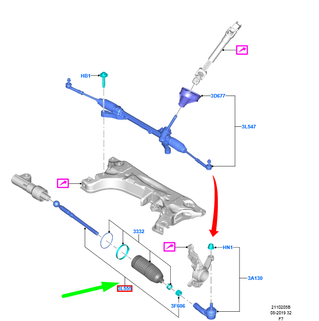 new ford puma mk2 steering gear tie rod repair kit 2480644 original