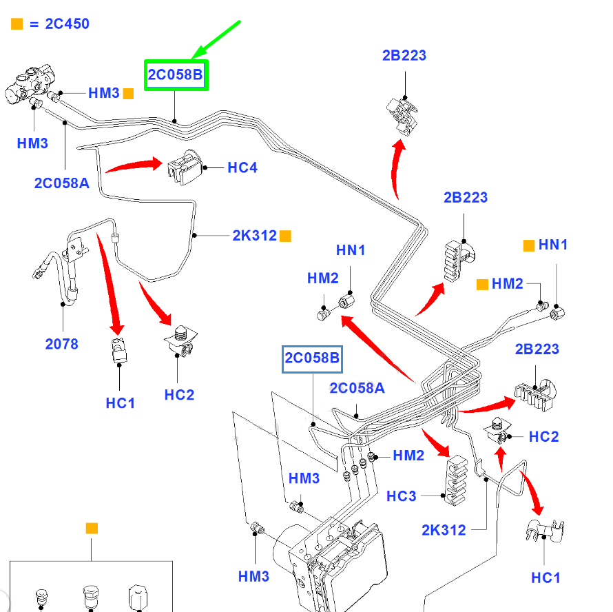 new ford transit mk3 front brake pipe assy 6c11-2c058-gb 1478841 original
