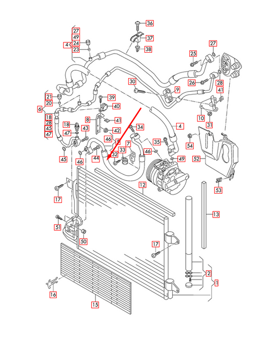 new volkswagen beetle 5c1 a/c hose pipe 5c0820721s 2.5 petrol original