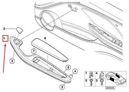NEW BMW 3 E46 FRONT RIGHT DOOR ARMREST MATT CHROME 8259964 51418259964 ORIGINAL