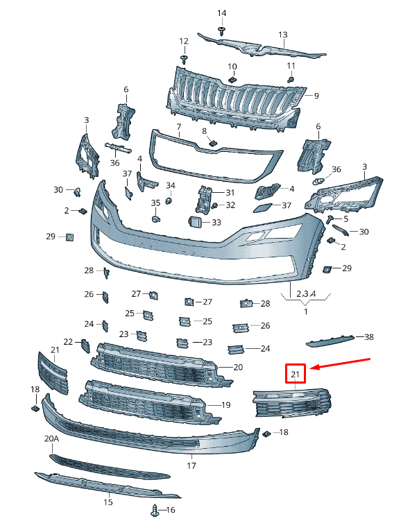 NEW SKODA KODIAQ NS FRONT RIGHT BUMPER GRILLE 565807368 9B9 5658073689B9