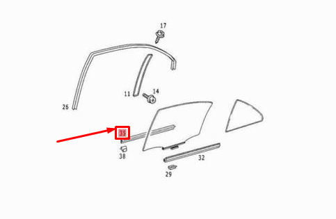 NEW MERCEDES E S210 W210 SEALING RAIL OUTSIDE WAIST LINE A2107350165 ORIGINAL
