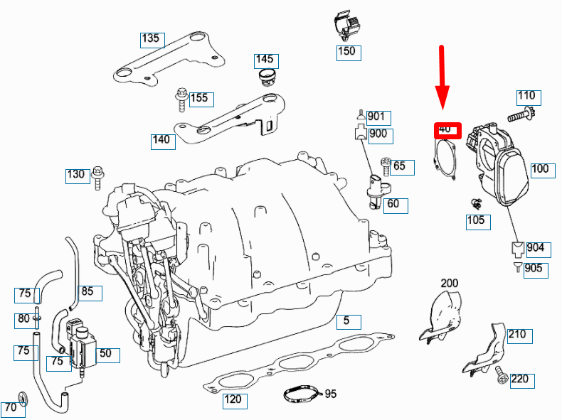 NEW MB ML W164 GAS ACTUATOR TO INTAKE MANIFOLD SEALING SHIM A2721410980 ORIGINAL