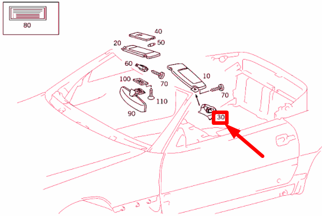 NEW MERCEDES-BENZ SL R129 LEFT SUN VISOR MOUNT CAP A12981105611A26 ORIGINAL