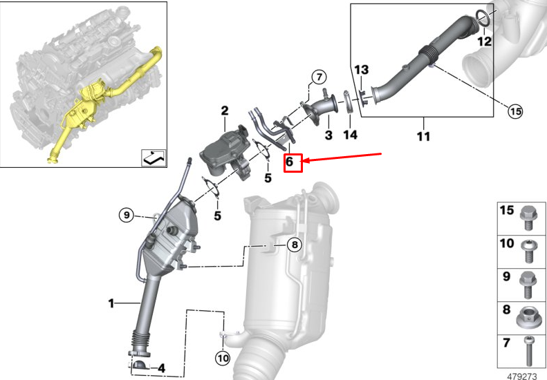 new bmw 5 touring g31 differential pressure line 11718597072 original