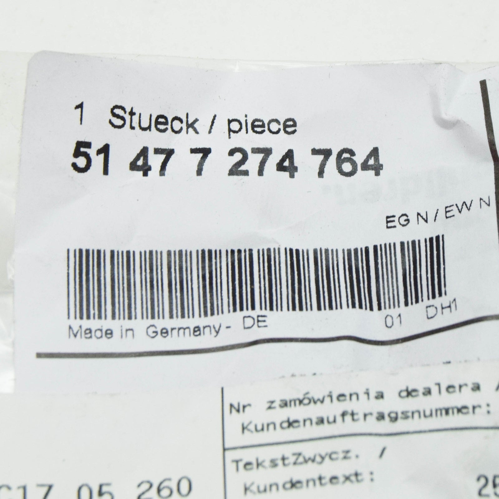 new bmw 1 f20 trunk trim fastening loop cover 51477274764 original