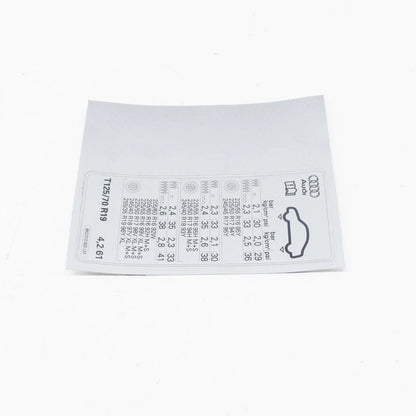 NEW AUDI A4 B8 TYRE PRESSURE DATA PLATE 8K0010502LM ORIGINAL