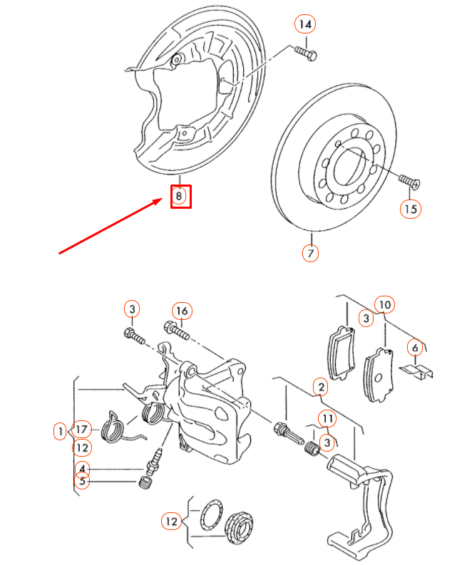 NEW VOLKSWAGEN BEETLE A5 REAR LEFT BRAKE DISC COVER PLATE 5C0615611A ORIGINAL