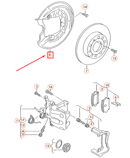 NEW VOLKSWAGEN BEETLE A5 REAR LEFT BRAKE DISC COVER PLATE 5C0615611A ORIGINAL