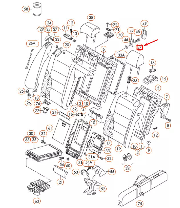 NEW VOLKSWAGEN GOLF MK5 REAR SEAT HEAD RESTRAINT 1K6885901K70T ORIGINAL
