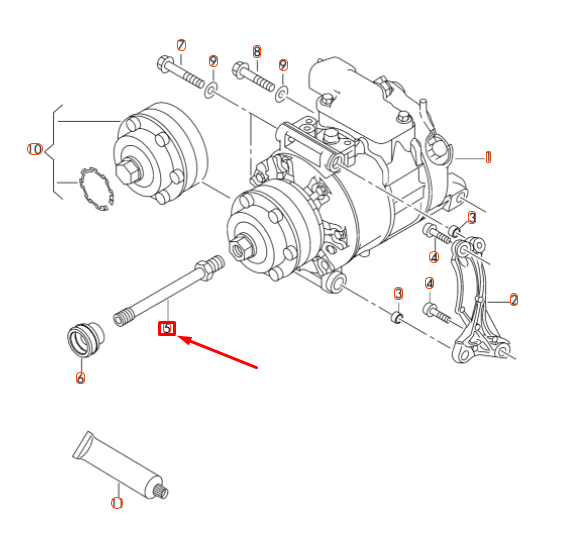 NEW AUDI A4 B7 A/C COMPRESSOR INPUT SHAFT 079260095D ORIGINAL