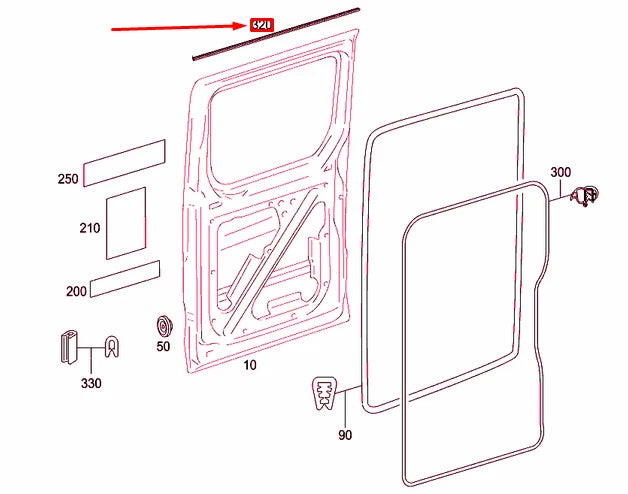 NEW MB SPRINTER 906 LOAD COMPARTMENT SLIDING DOOR TOP SEAL A9066971298 ORIGINAL
