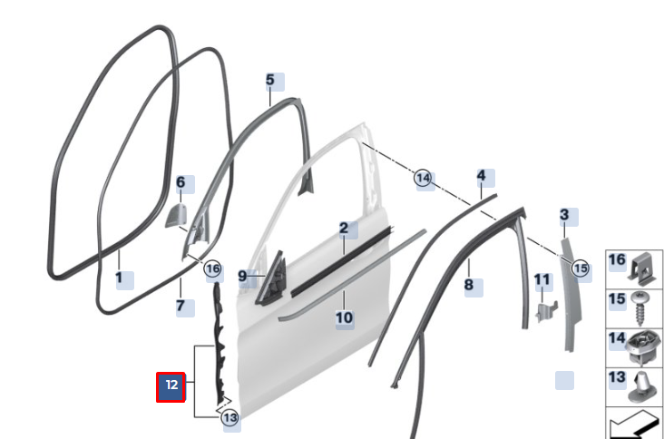new bmw x6 f16 m f86 front left a pillar seal 51767324747 original