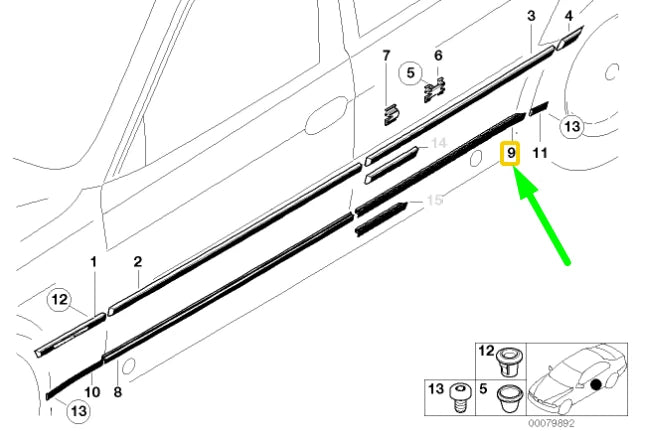 NEW BMW 7 E38 REAR LEFT DOOR JOINT ENTRANCE GASKET 51228248039 ORIGINAL