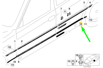 NEW BMW 7 E38 REAR LEFT DOOR JOINT ENTRANCE GASKET 51228248039 ORIGINAL