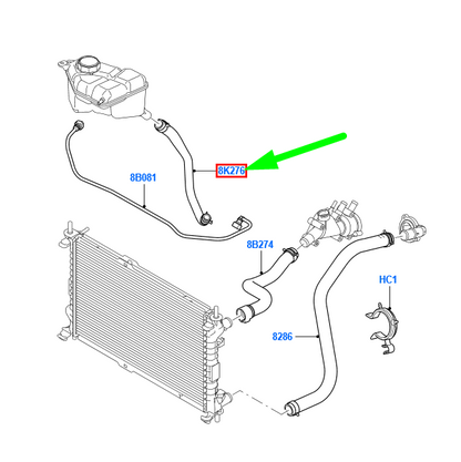 new ford fiesta mk5 be256 coolant system hose assy 2s6h-8k276-bd 1493392