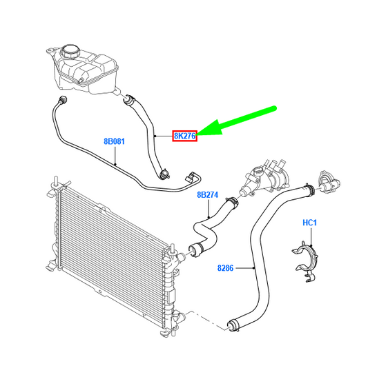 new ford fiesta mk5 be256 coolant system hose assy 2s6h-8k276-bd 1493392