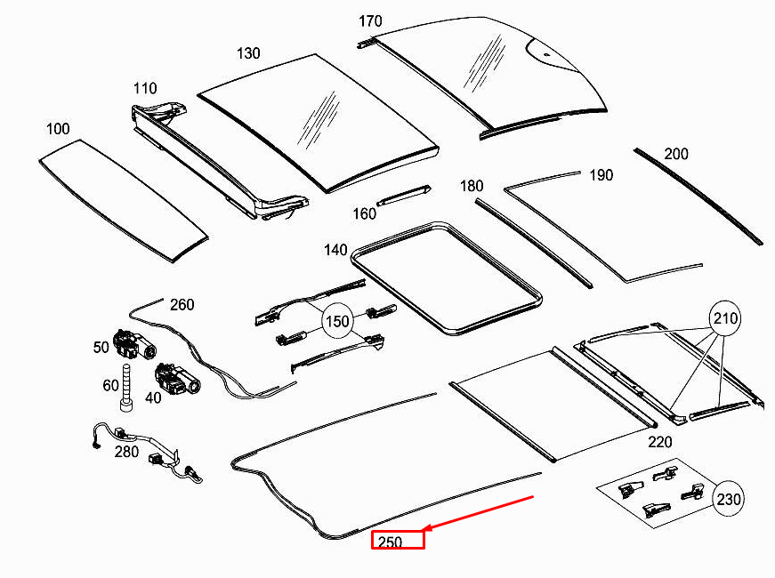 new mercedes-benz b w246 panoramic roof cable a2047820089 original