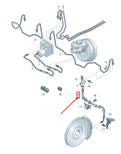 NEW AUDI R8 4S FRONT BRAKE HOSE 4S0611707F ORIGINAL