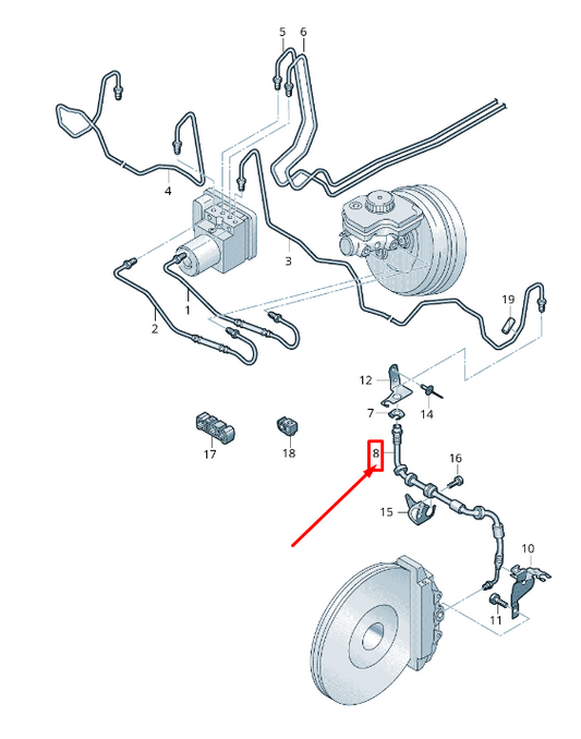 NEW AUDI R8 4S FRONT BRAKE HOSE 4S0611707F ORIGINAL