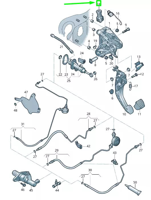 NEW VW PASSAT B8 3G CLUTCH PEDAL MECHANISM OVER-CENTRE SPRING 5Q0721403E