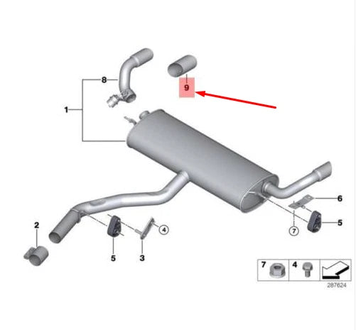 NEW BMW X5 E70 RIGHT CHROME TAILPIPE TRIM 18307534962 7534962 ORIGINAL