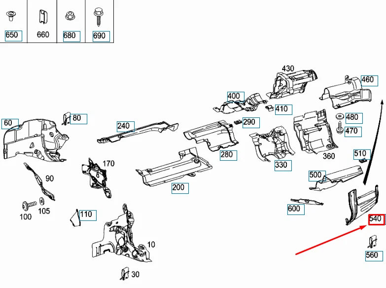 NEW MERCEDES-BENZ C W204 REAR MUFFLER LEFT OUTER SCREENING A2046800122