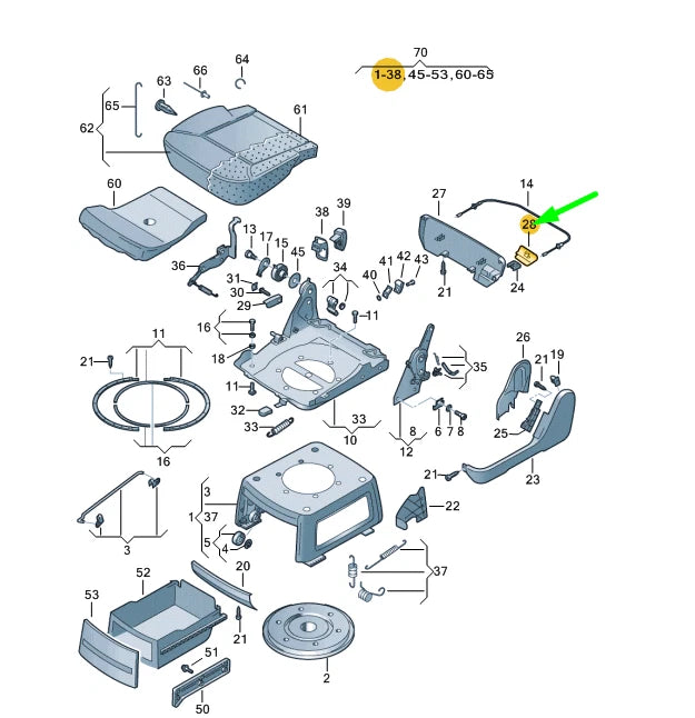 NEW VW TRANSPORTER T5 REAR BACKREST ADJUSTMENT HANDLE 7H58832519B9 ORIGINAL